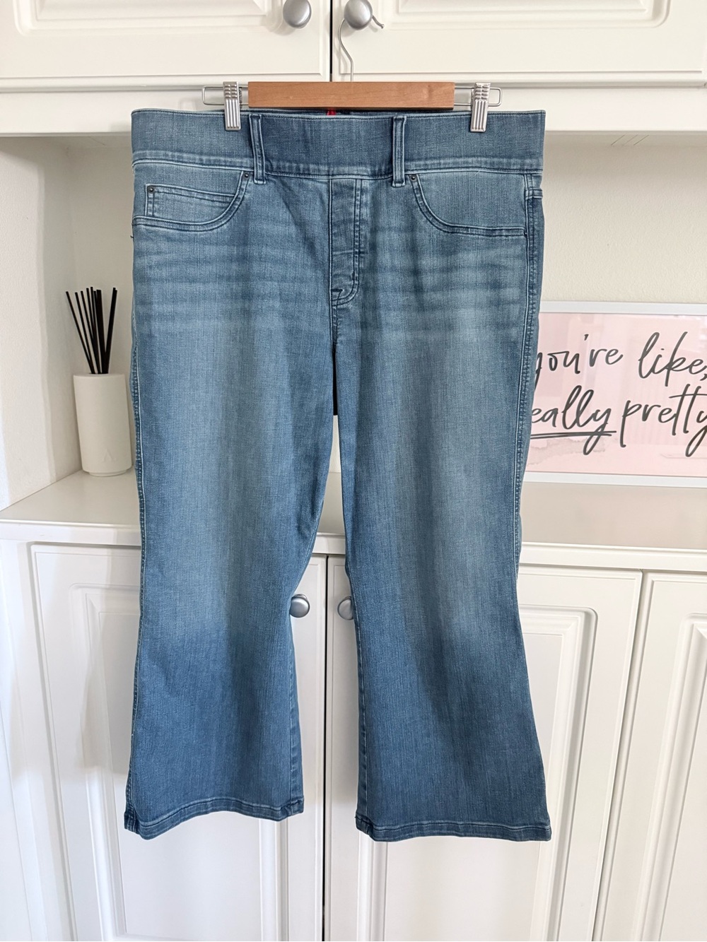 SPANX Petite Crop Flare Pull On Jeans
